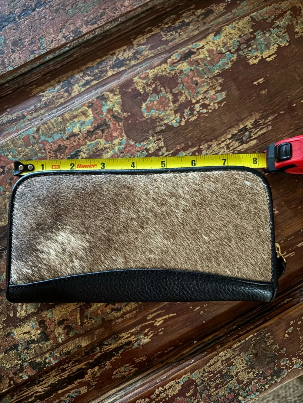 Men's Brown Hair-On Leather Zip Wallet - Picture 11 of 11